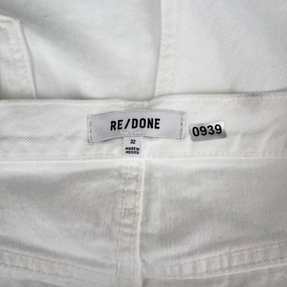 Re/Done Button Fly Mid-Rise Boy Shorts White Rigid Denim Womens 32‎ NWT - Picture 8 of 16